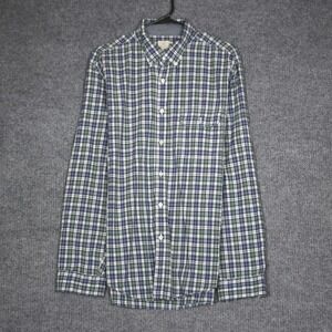 J Crew Mens Plaid Button Down Shirt Long Sleeve 2 Ply Cotton Size L Formal